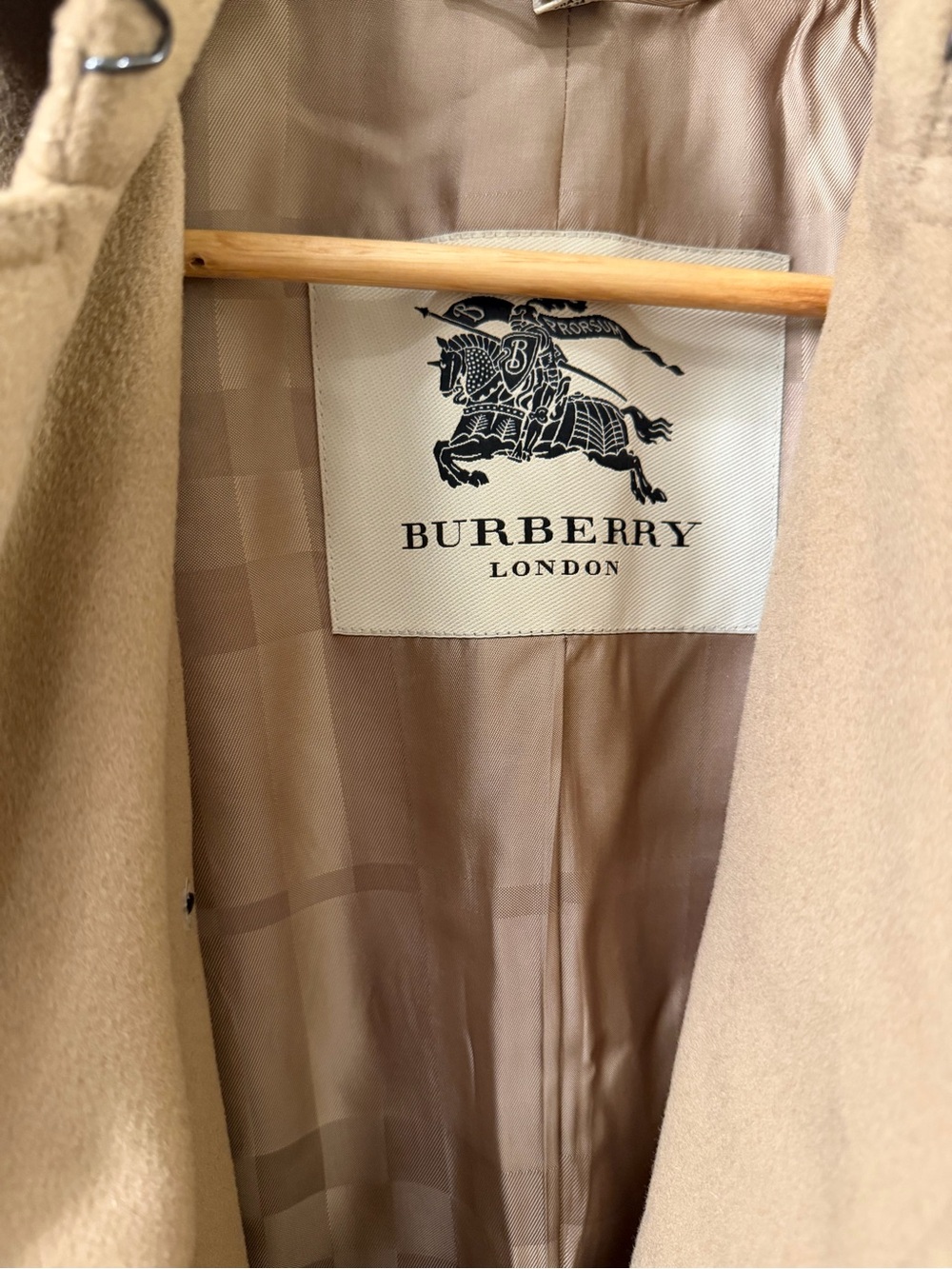 Burberry Women's Camel Tan Wool Trench Coat with Signature Lining